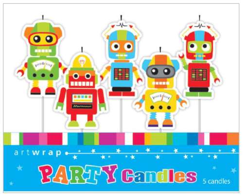 Party Candles - Cheeky Robots set of 5 - Click Image to Close
